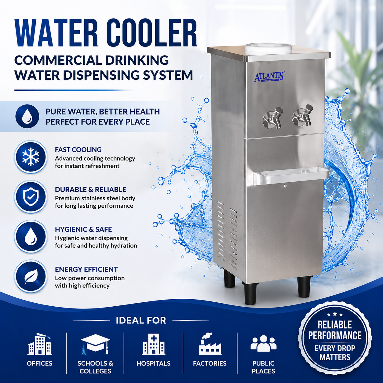 Water Cooler With Fridge For Commercial Cooling & Storage Solution